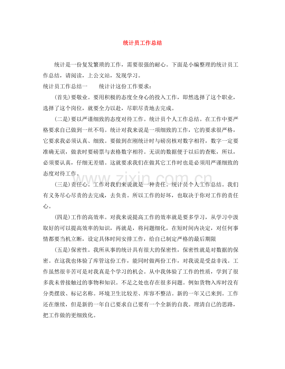 统计员工作总结.docx_第1页