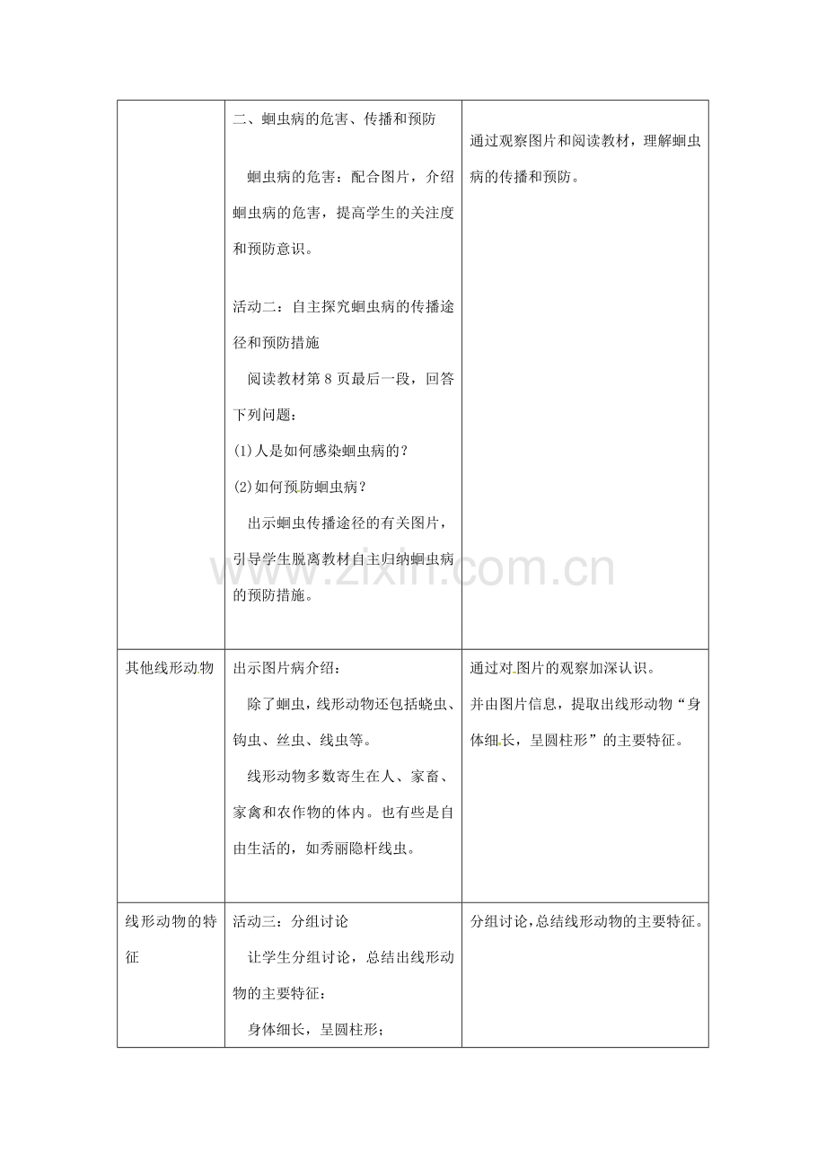 八年级生物上册 第五单元 第一章 第二节 线形动物和环节动物《线形动物》教案 （新版）新人教版-（新版）新人教版初中八年级上册生物教案.doc_第3页