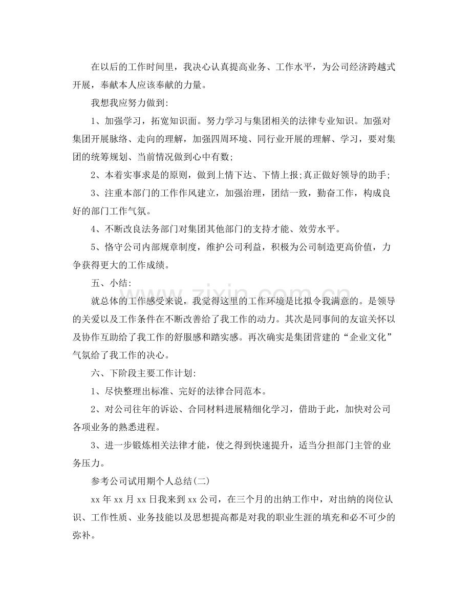 公司试用期个人参考总结五篇合集.docx_第2页