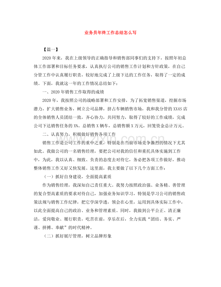 业务员年终工作总结怎么写.docx_第1页