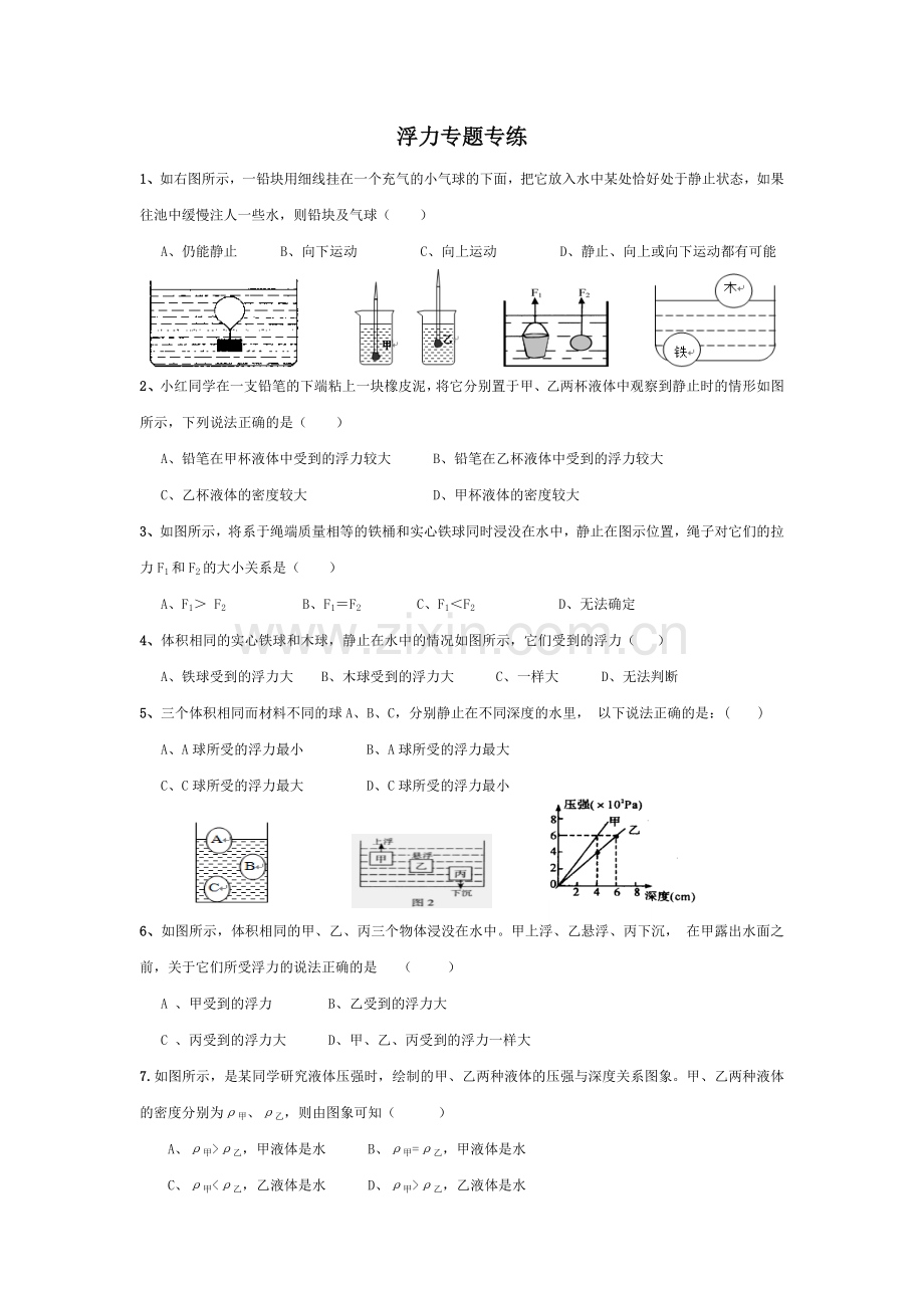 2015年中考浮力专题.doc_第1页