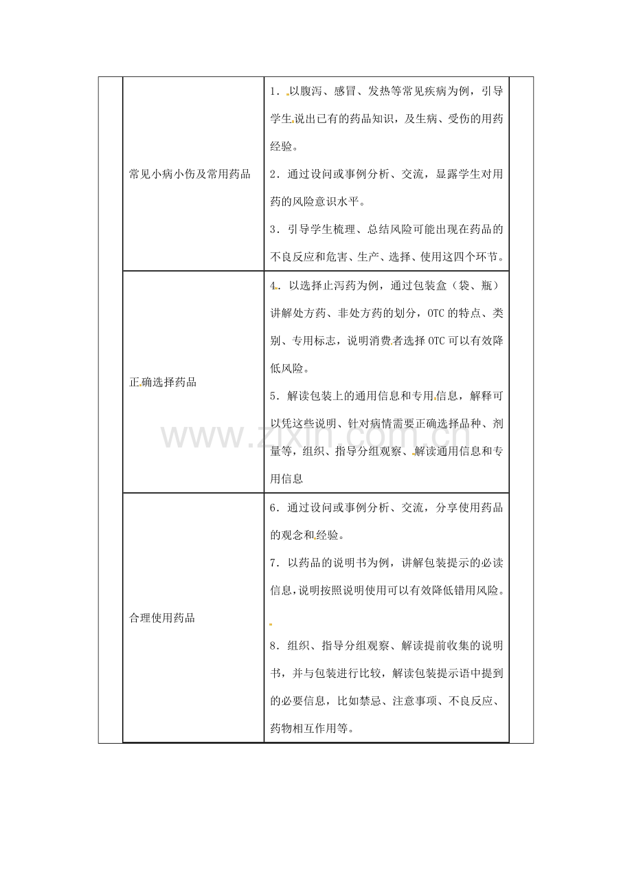 河南省武陟县八年级生物下册 8.2 用药和急救教学设计 （新版）新人教版-（新版）新人教版初中八年级下册生物教案.doc_第2页