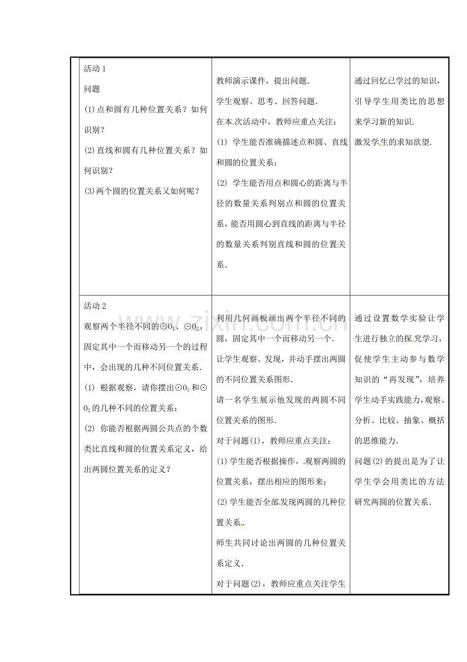 新疆精河县九年级数学上册 第24章 圆 24.2 点和圆、直线和圆的位置关系 24.2.3 圆和圆的位置关系教案 （新版）新人教版-（新版）新人教版初中九年级上册数学教案.doc_第2页