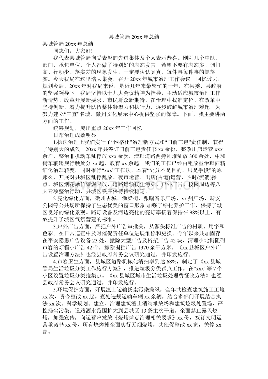 县城管局20年总结.docx_第1页