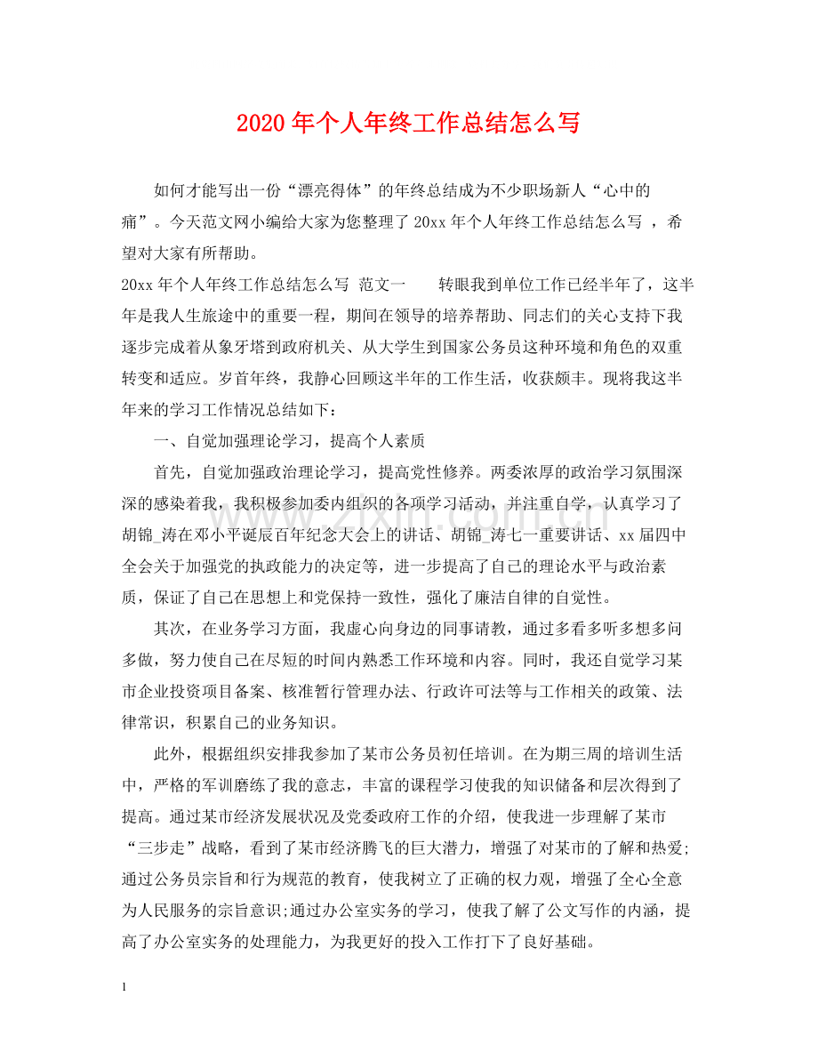 2020年个人年终工作总结怎么写.docx_第1页