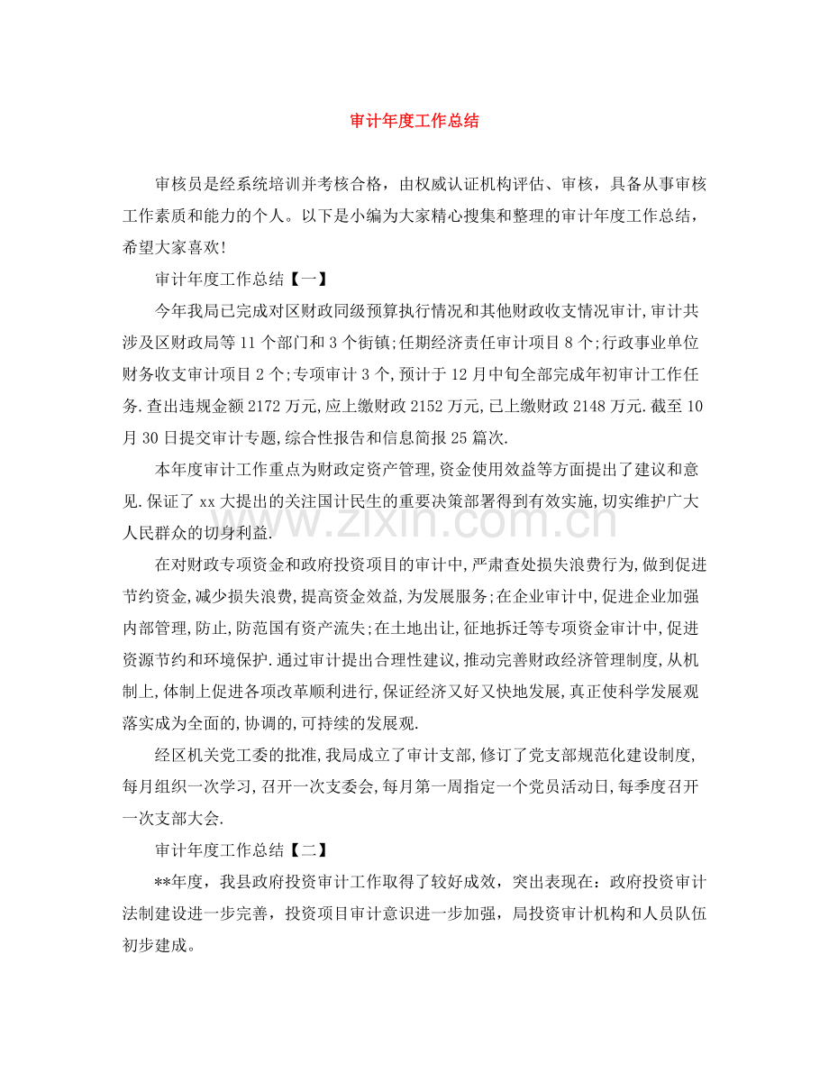 审计年度工作总结.docx_第1页