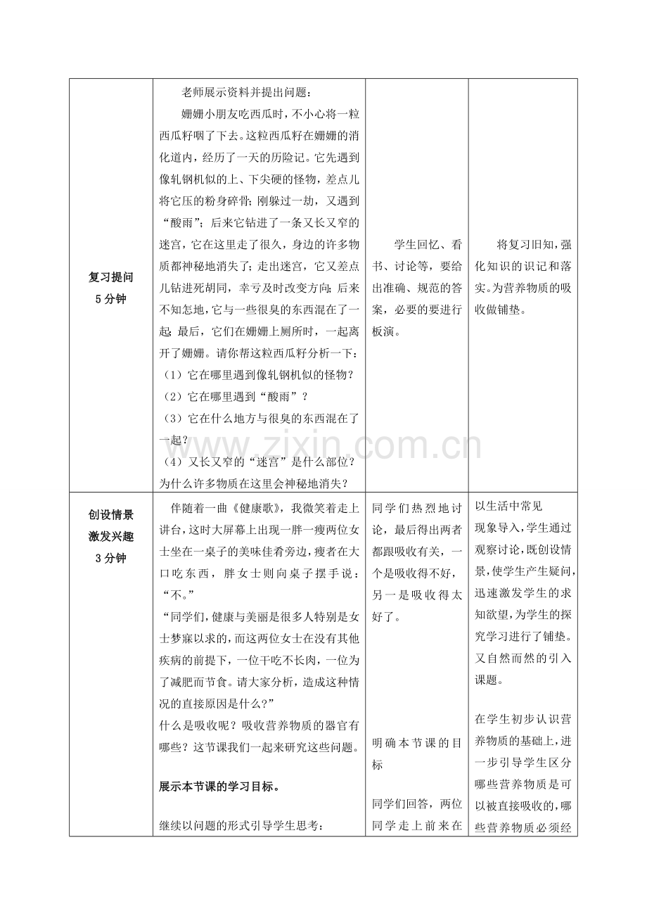 -七年级生物下册 3.1.2 消化和吸收（第3课时）优秀教案 （新版）济南版-（新版）济南版初中七年级下册生物教案.doc_第2页