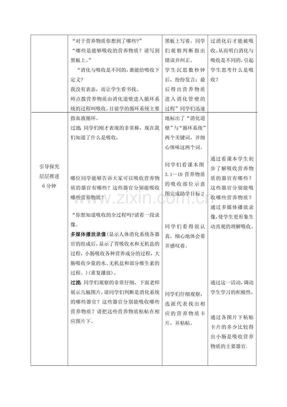 -七年级生物下册 3.1.2 消化和吸收（第3课时）优秀教案 （新版）济南版-（新版）济南版初中七年级下册生物教案.doc_第3页