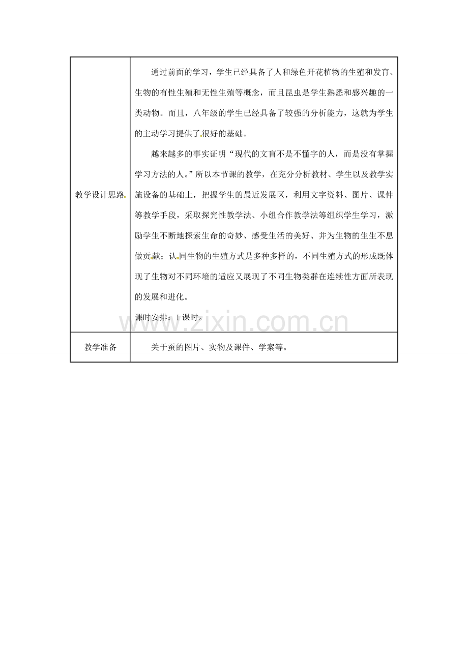 吉林省榆树市八年级生物下册 第七单元 第一章 第二节 昆虫的生殖和发育教案 （新版）新人教版-（新版）新人教版初中八年级下册生物教案.doc_第2页