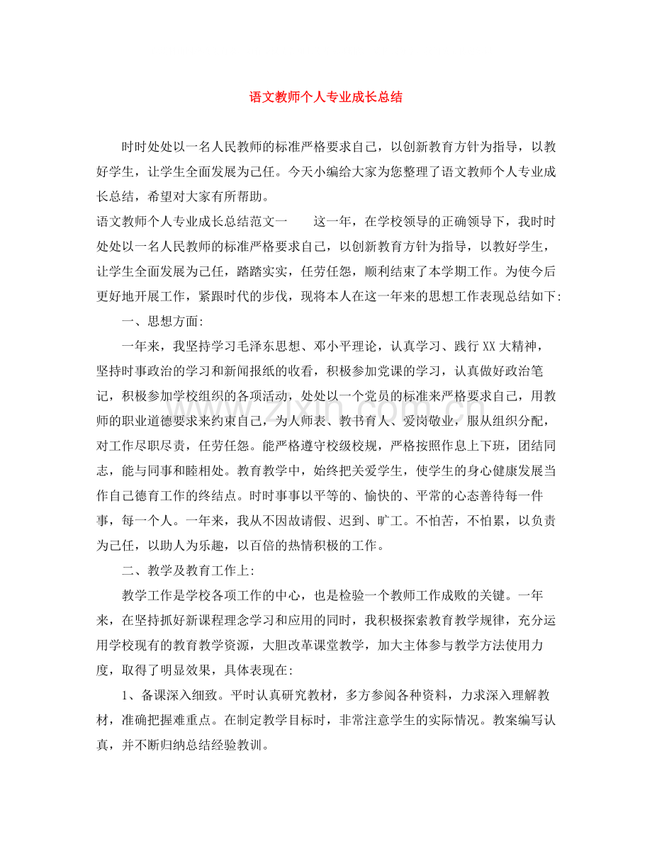 语文教师个人专业成长总结.docx_第1页