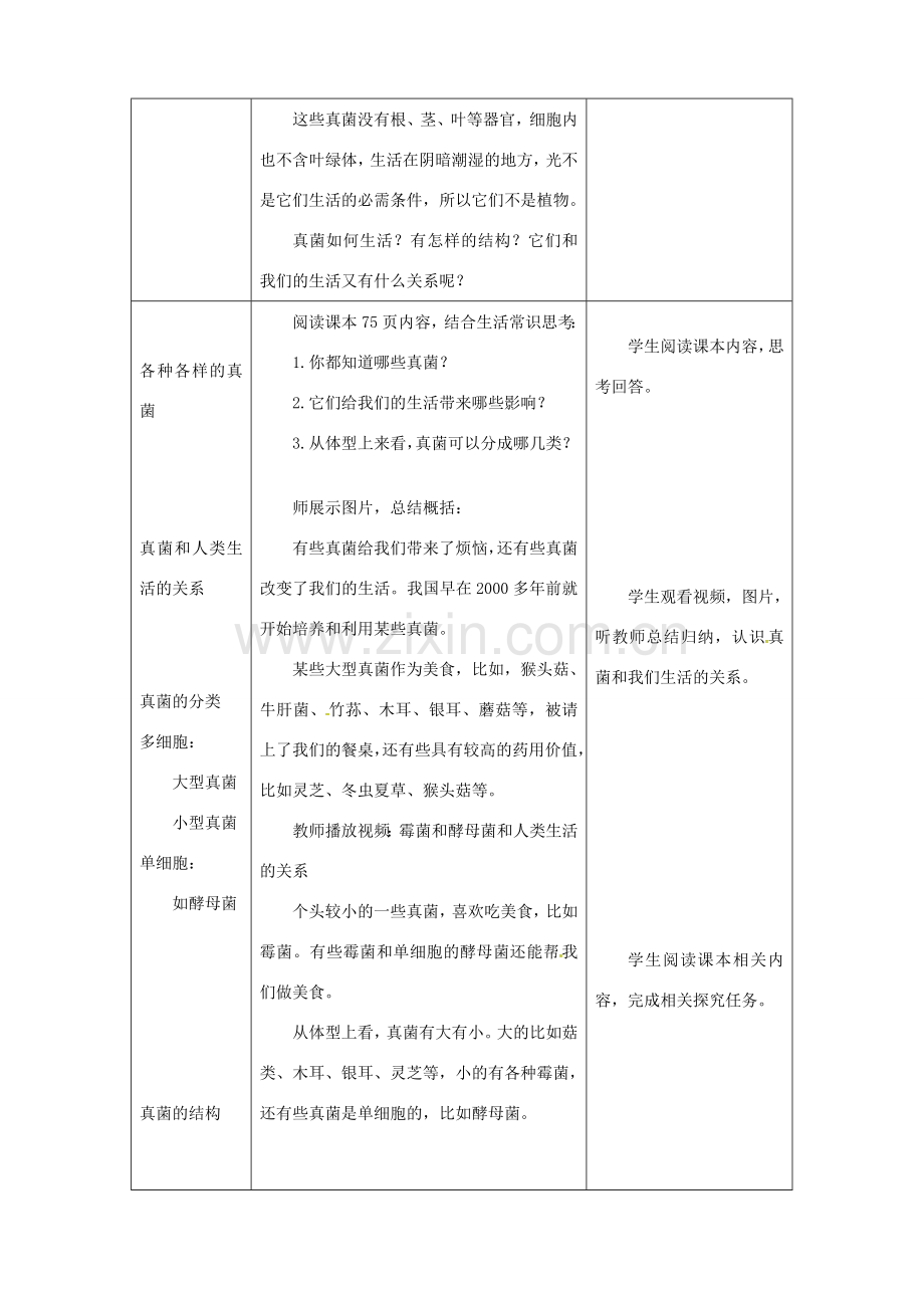 八年级生物上册 第五单元 第四章 第三节《真菌》教案1 （新版）新人教版-（新版）新人教版初中八年级上册生物教案.doc_第2页