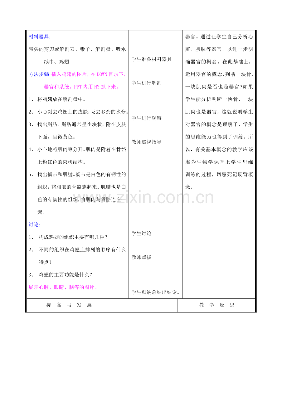 七年级生物上册 2.4.2生物体由器官和系统组成教案(一) 北师大版.doc_第3页