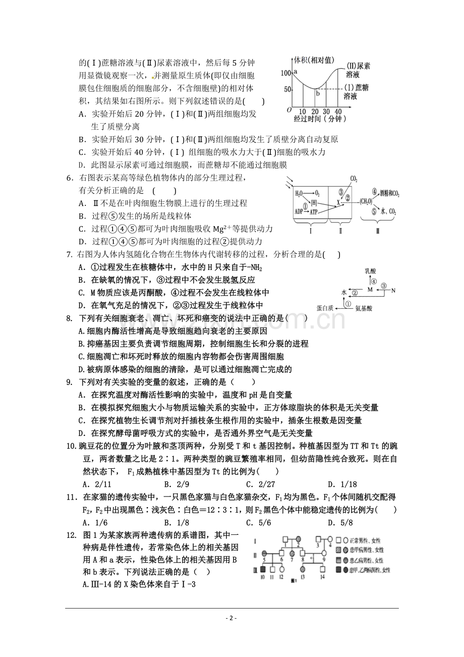 河北省邯郸市2015届高三上学期质检考试生物试题word版含答案.doc_第2页