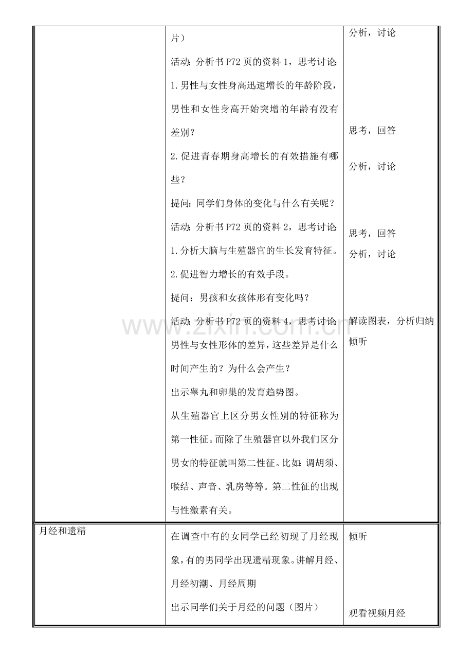八年级生物上册 第19章 第1节 人的生殖和发育（2）出生后的发育 青春期发育教案 北师大版-北师大版初中八年级上册生物教案.doc_第3页
