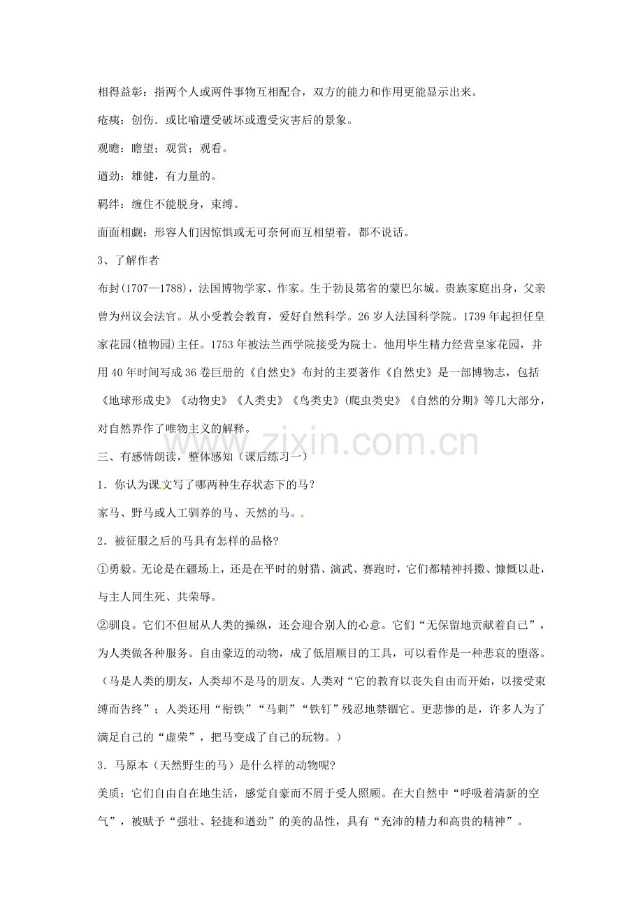 广东省东莞市寮步信义学校七年级语文下册《马》教案 新人教版.doc_第3页