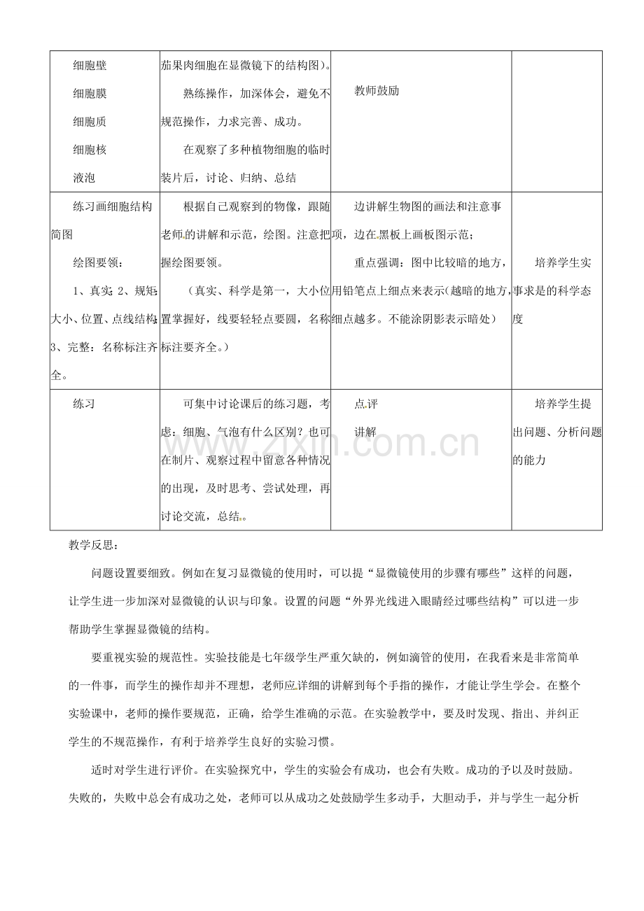 安徽省合肥市长丰县七年级生物上册 2.1.2 植物细胞教案2 （新版）新人教版-（新版）新人教版初中七年级上册生物教案.doc_第3页