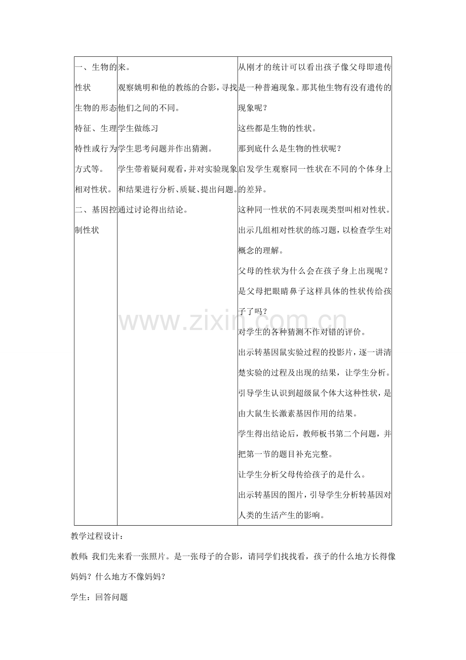 春八年级生物下册 第7单元 第2章 第1节 基因控制生物的性状教案 （新版）新人教版-（新版）新人教版初中八年级下册生物教案.doc_第2页