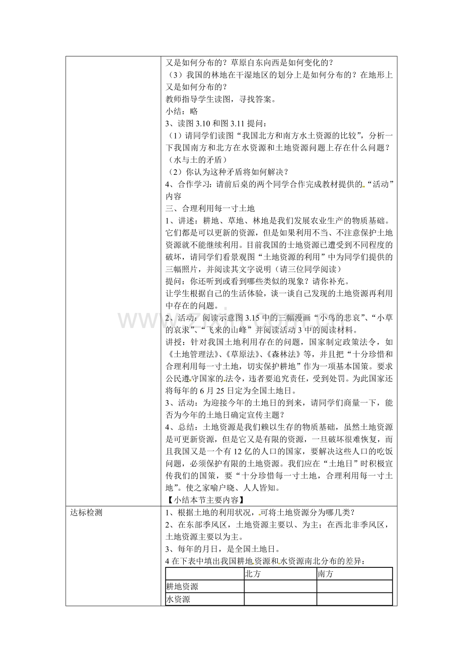 广东省珠海十中八年级地理上册《3.2 土地资源》公开课教案 新人教版.doc_第3页