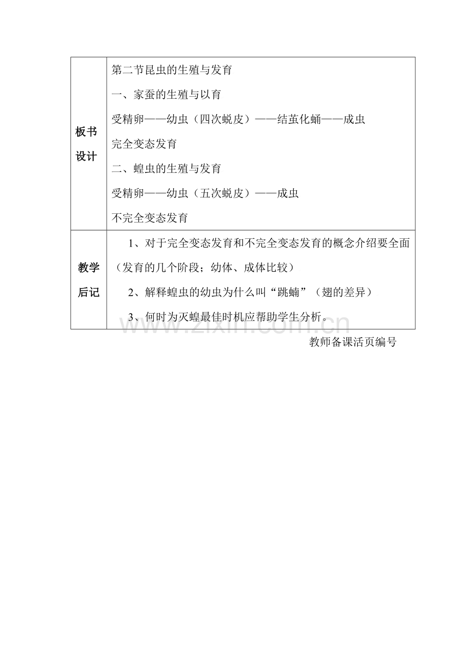 八年级生物上：第14章第三节 昆虫的生殖与发育 教案（苏教版）.doc_第2页