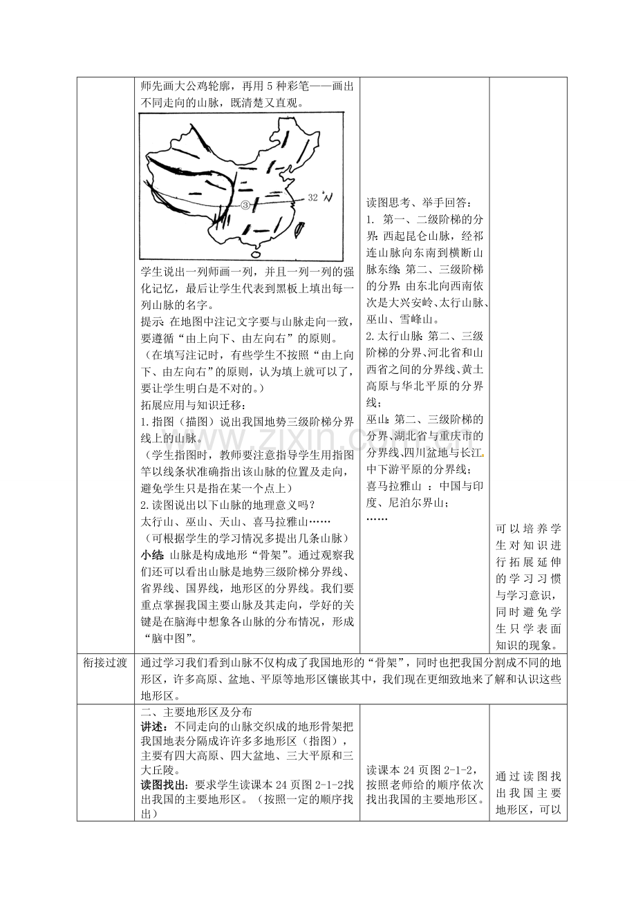 八年级地理上册 第2章 第1节 地形地势特征（第2课时）教案 （新版）商务星球版.doc_第3页