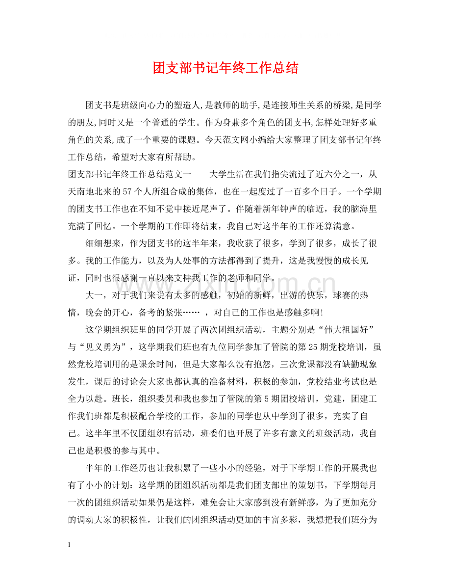 团支部书记年终工作总结.docx_第1页