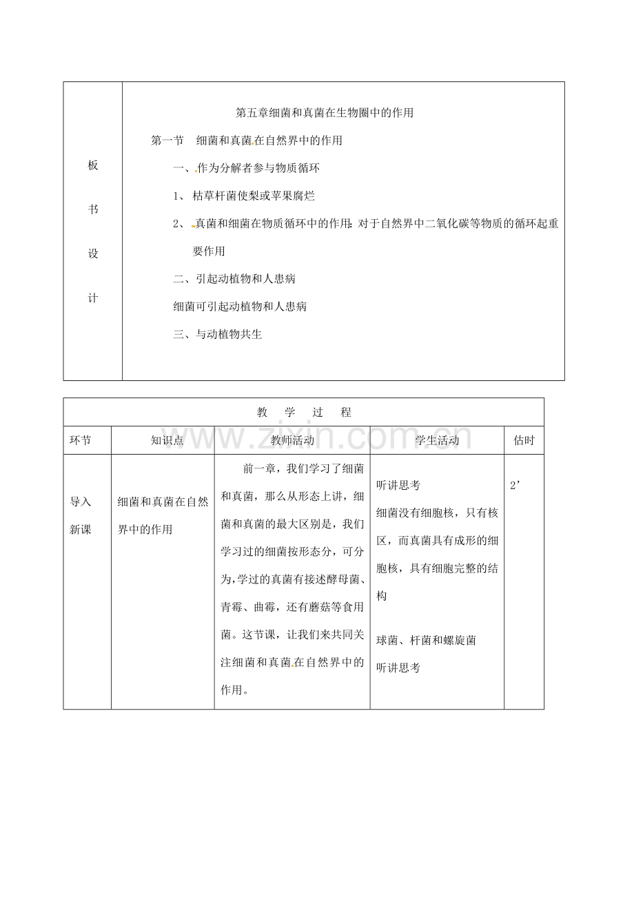 山东省临沭县第三初级中学八年级生物上册 细菌真菌在自界的作用教案 新人教版.doc_第2页