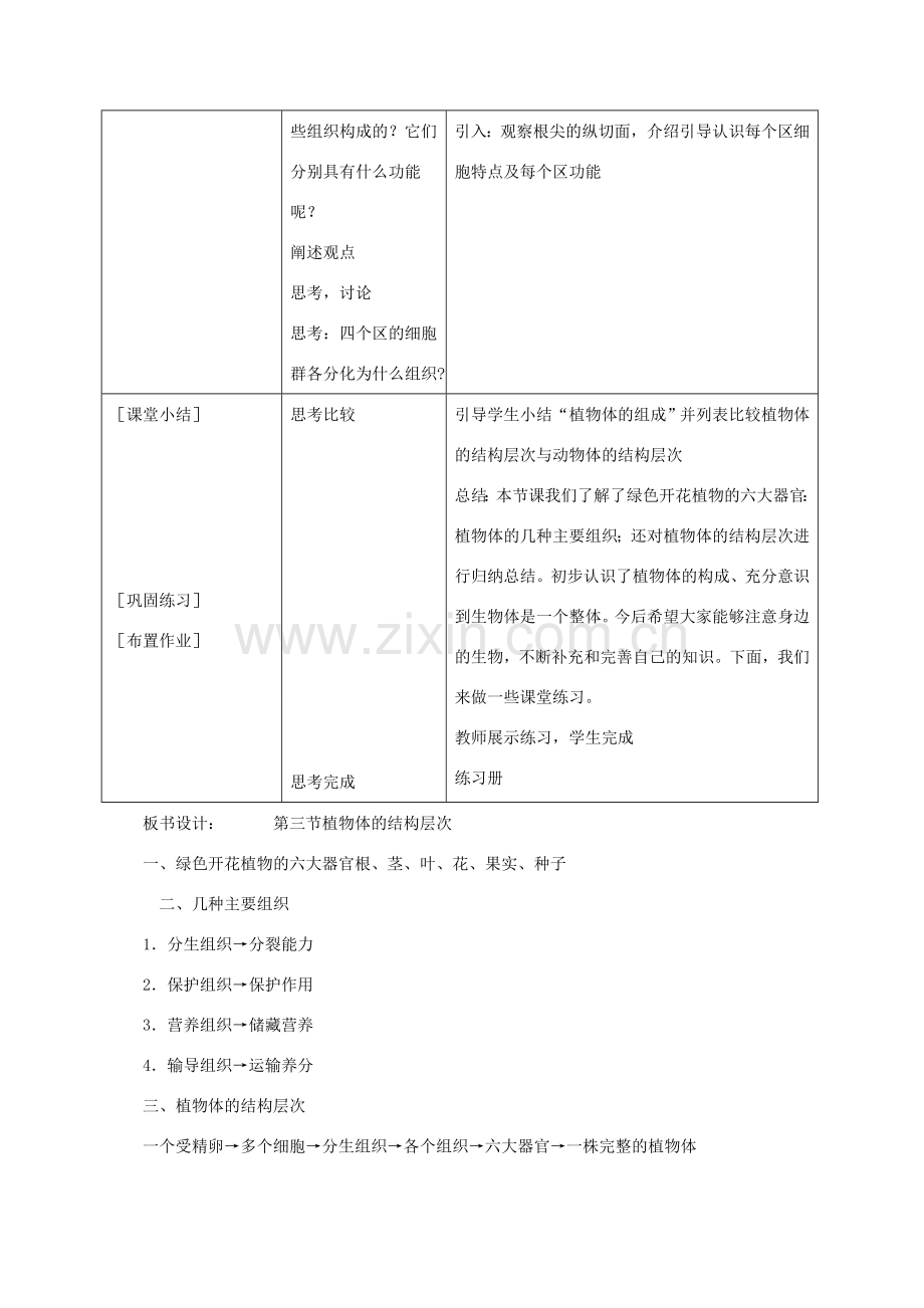 新疆精河县七年级生物上册 2.2.3植物体的结构层次教案 （新版）新人教版-（新版）新人教版初中七年级上册生物教案.doc_第3页