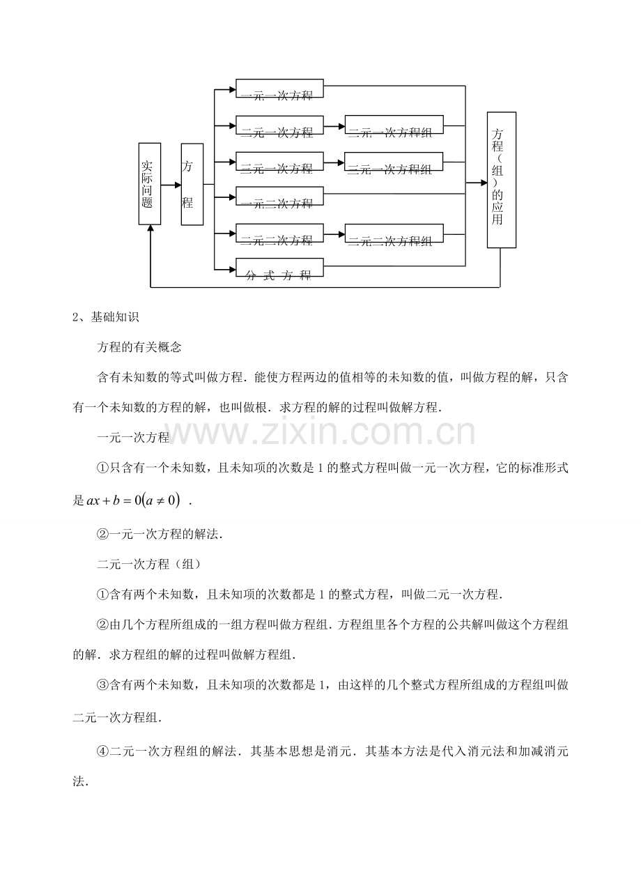 福建省泉州市泉港区三川中学中考数学一轮复习 方程（组）及其应用教案.doc_第2页