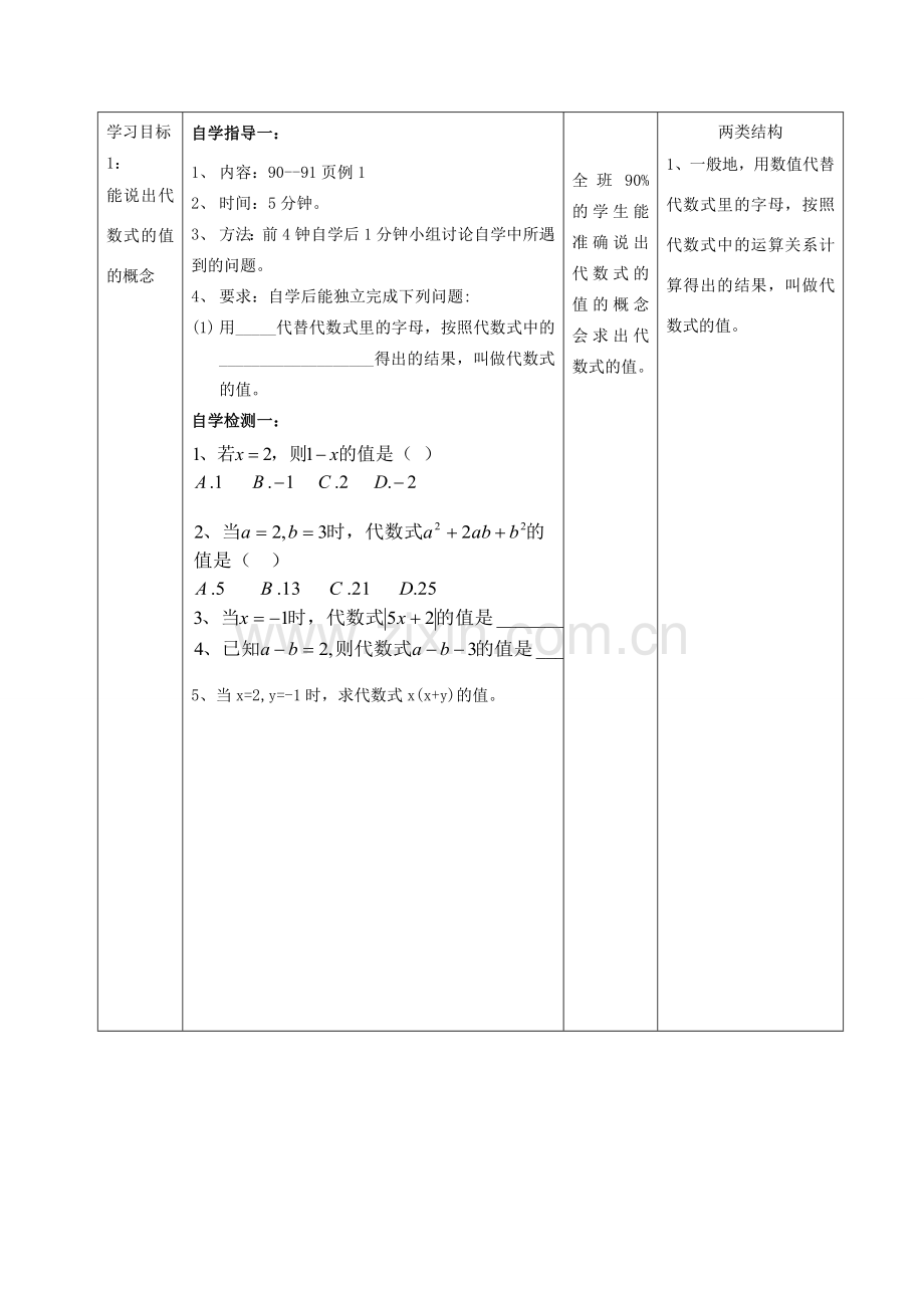 -七年级数学上册 3.2 代数式的值教案 （新版）华东师大版-（新版）华东师大版初中七年级上册数学教案.doc_第2页