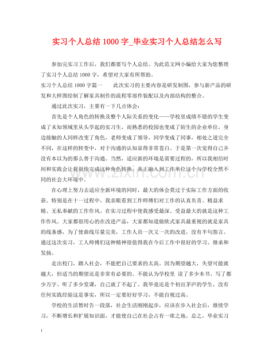 实习个人总结1000字_毕业实习个人总结怎么写.docx_第1页