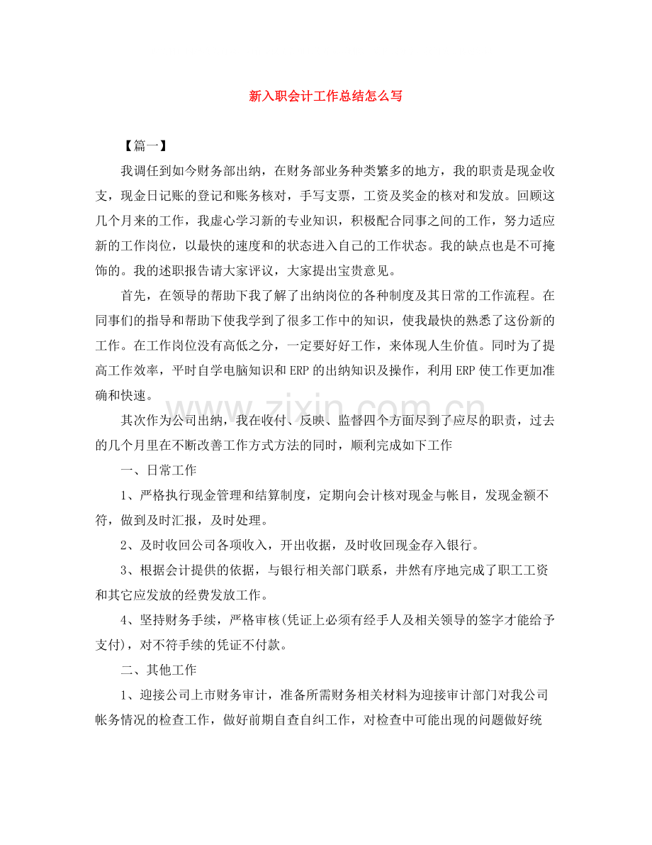 新入职会计工作总结怎么写.docx_第1页