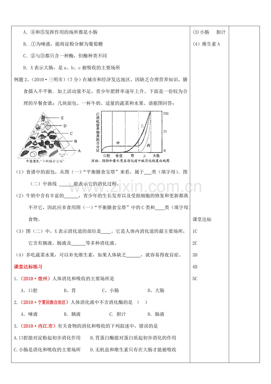 山东省郯城县第三初级中学九年级生物上册《人体的营养》教案 新人教版.doc_第3页