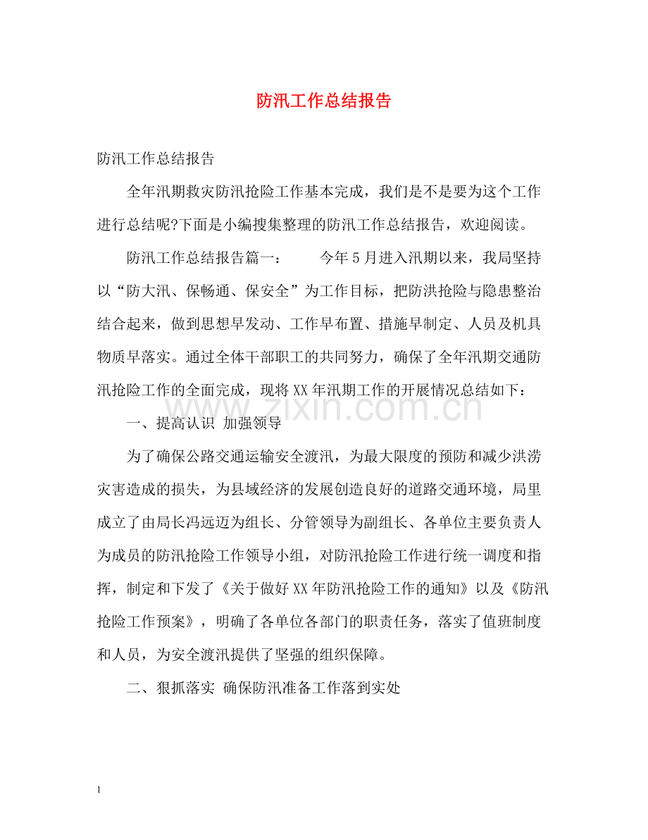 防汛工作总结报告.docx_第1页