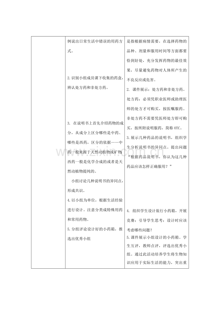 八年级生物下册 8.2 用药与急救教案 （新版）新人教版-（新版）新人教版初中八年级下册生物教案.doc_第2页