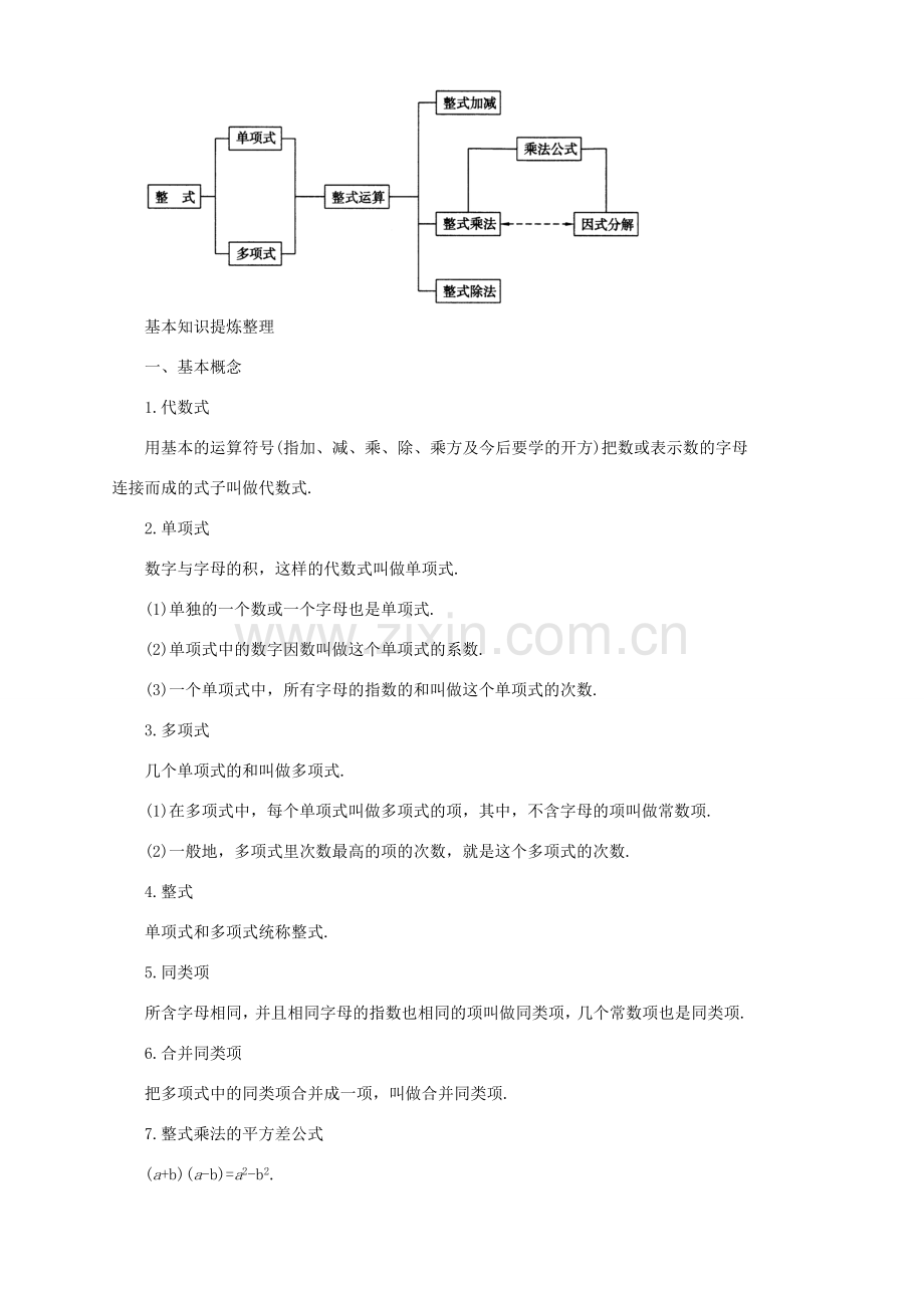 重庆市万州区丁阳中学八年级数学上册《第十五章整式 》复习教案 人教新课标版.doc_第2页