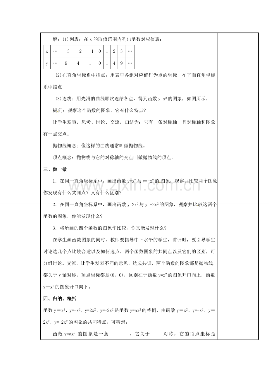 辽宁省庄河市第三初级中学九年级数学下册 26.1 二次函数教案2 新人教版.doc_第2页