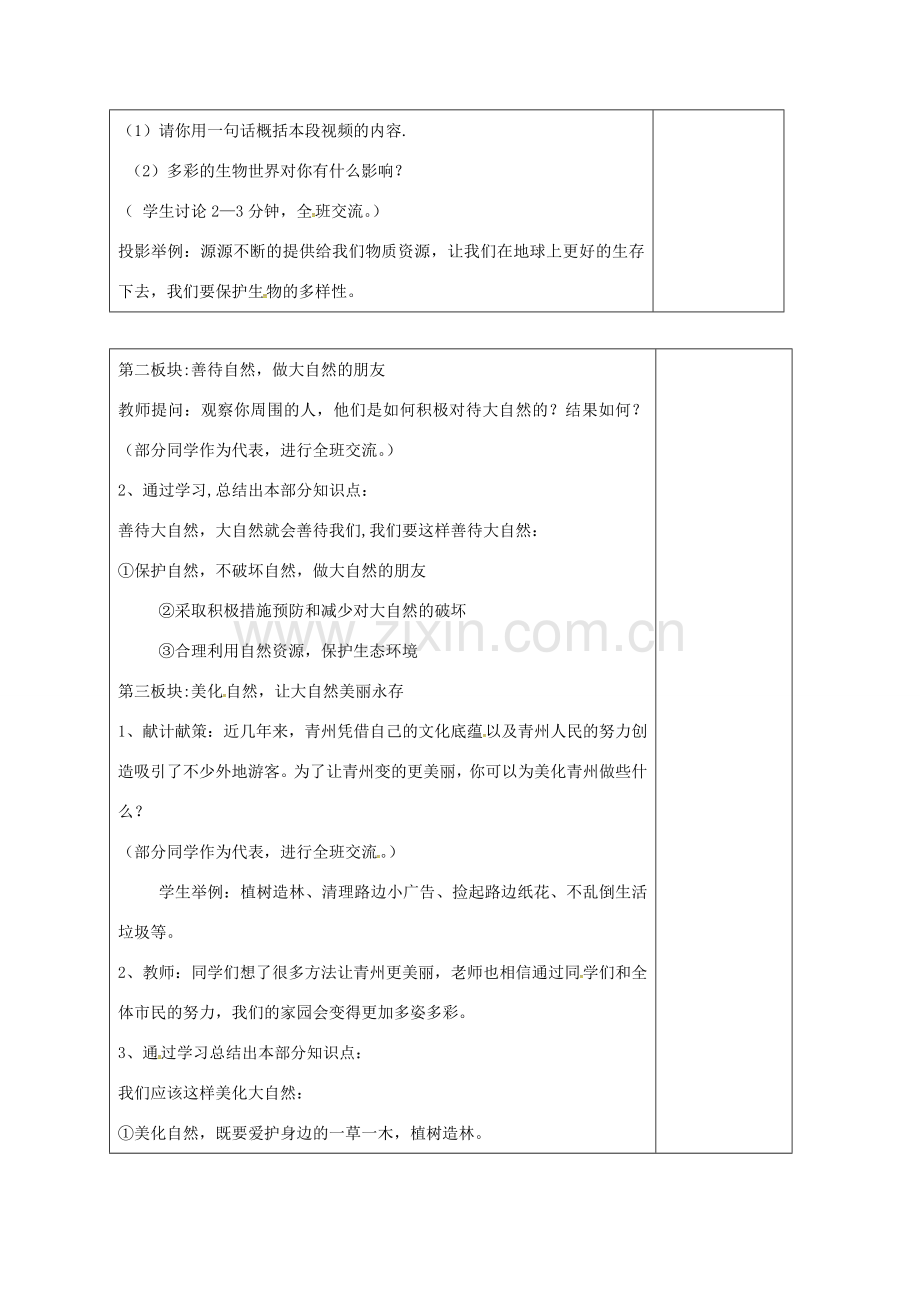 山东省郯城县八年级政治下册 第六单元 与大自然和谐相处 第13课 关爱大自然 保护大自然 第1框 关爱大自然 从我做起教案 鲁教版-鲁教版初中八年级下册政治教案.doc_第2页