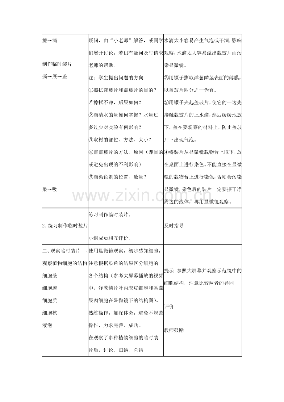 新疆精河县七年级生物上册 2.1.2植物细胞教案 （新版）新人教版-（新版）新人教版初中七年级上册生物教案.doc_第2页