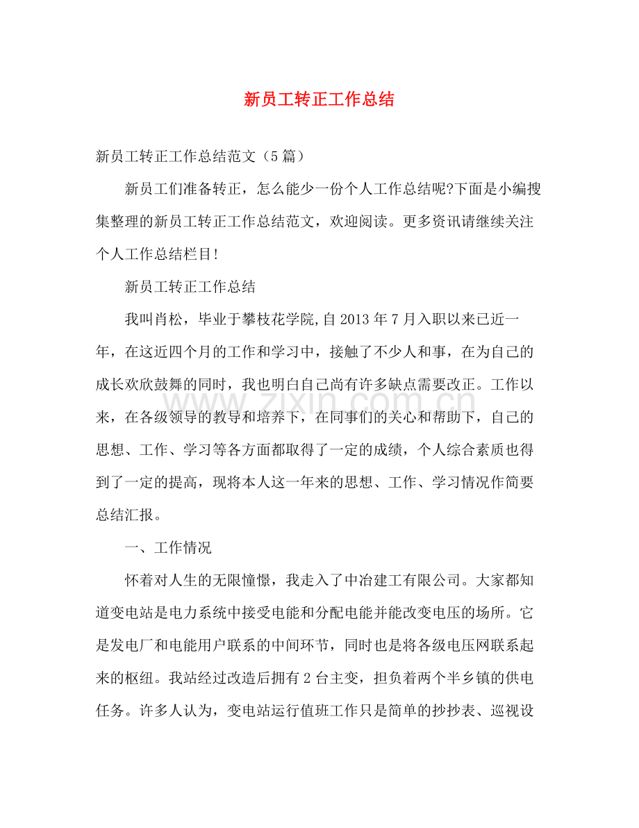 新员工转正工作总结 .docx_第1页