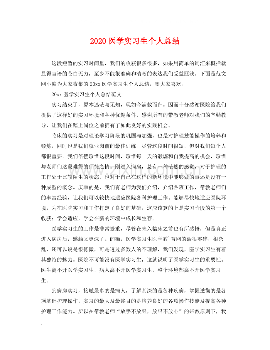 医学实习生个人总结.docx_第1页