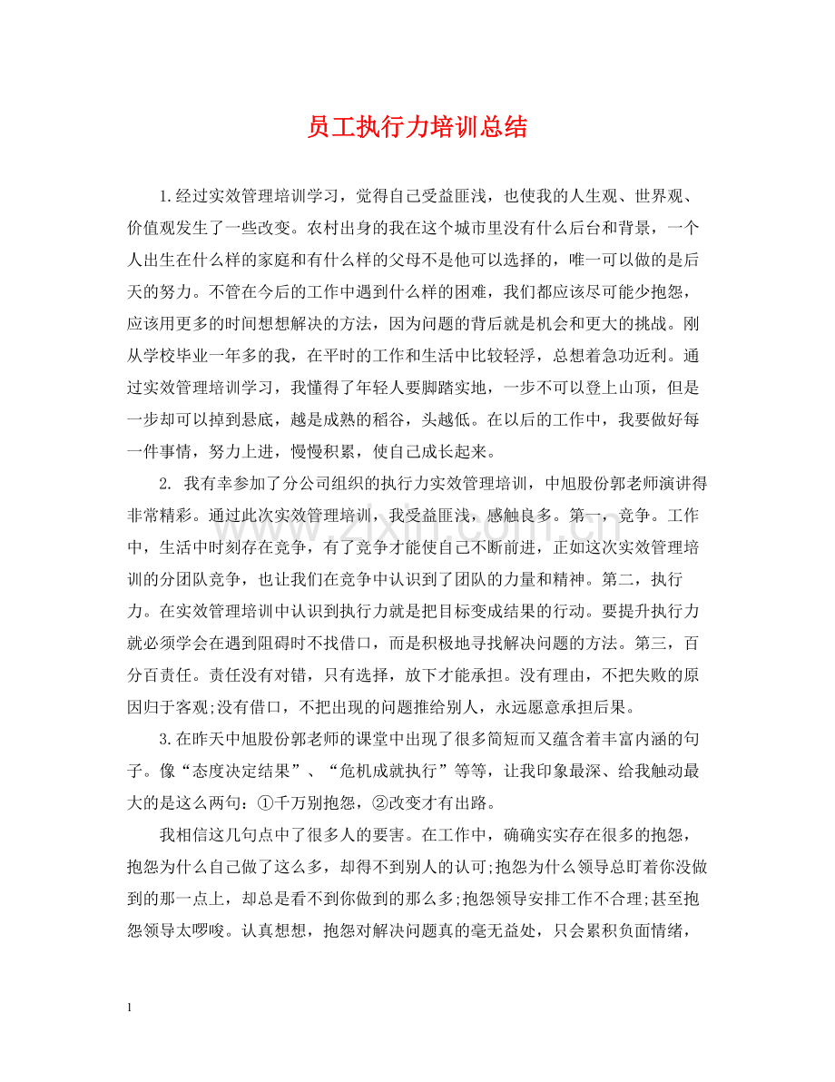 员工执行力培训总结.docx_第1页