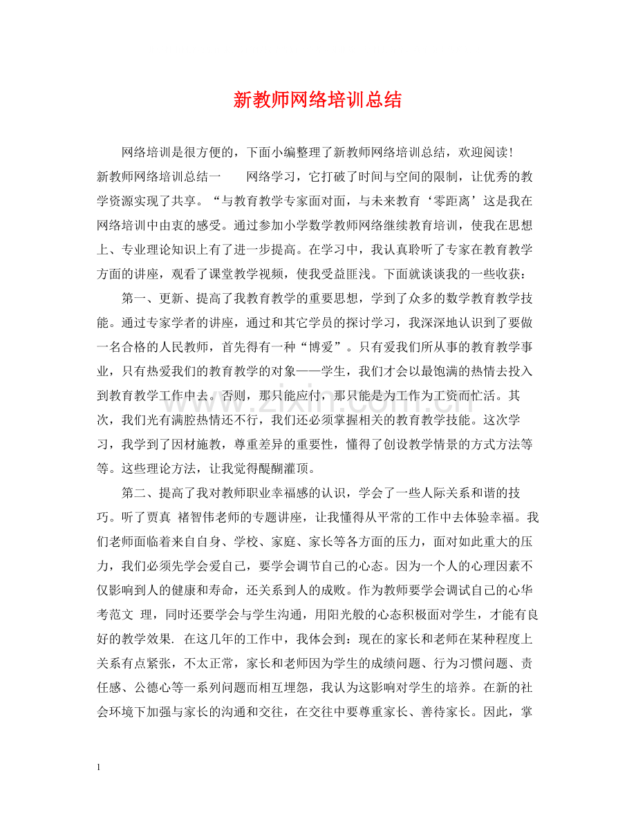 新教师网络培训总结.docx_第1页