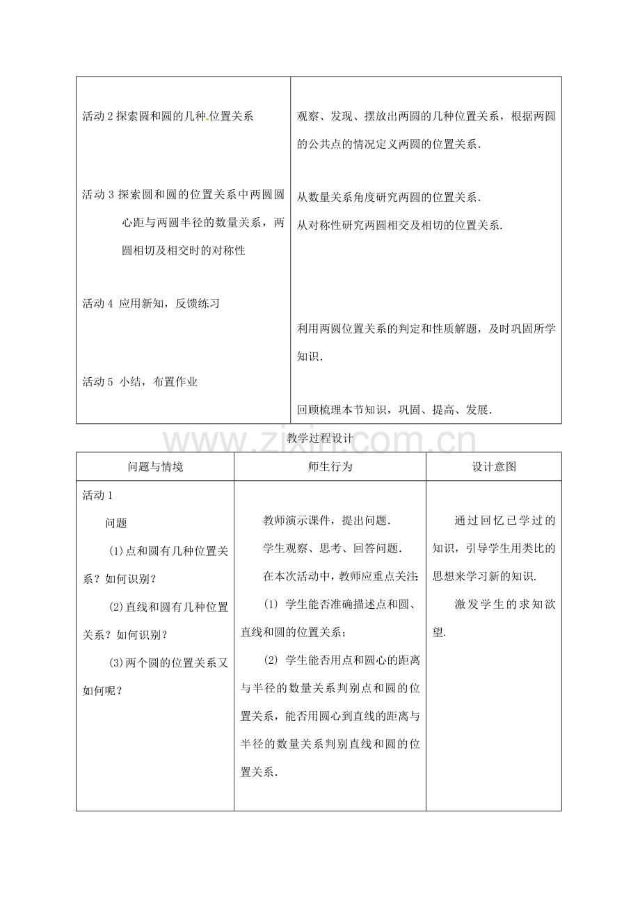 山东省淄博市高青县第三中学九年级数学上册 24.2.3 与圆有关的位置关系——圆和圆的位置关系教案 新人教版.doc_第2页