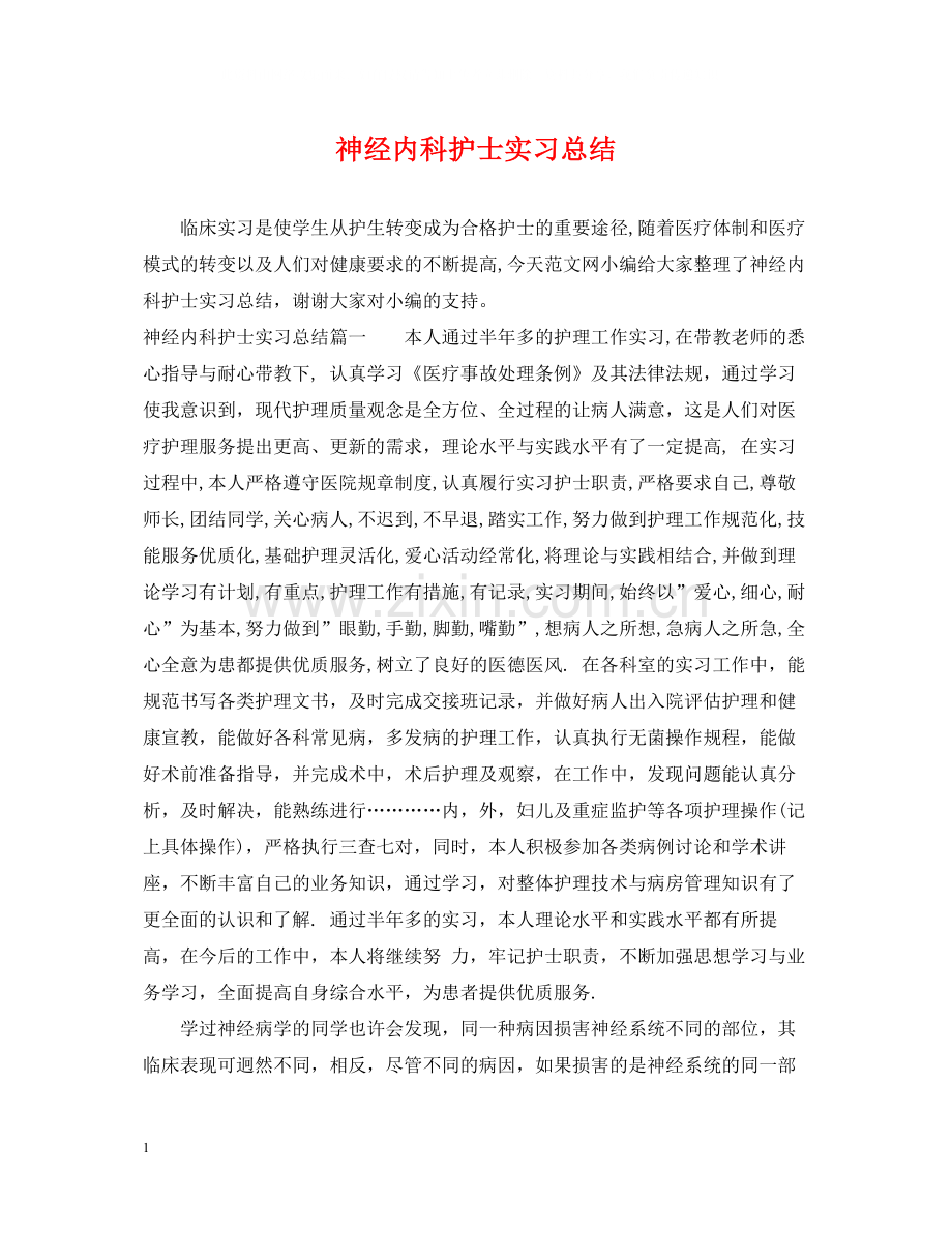 神经内科护士实习总结.docx_第1页