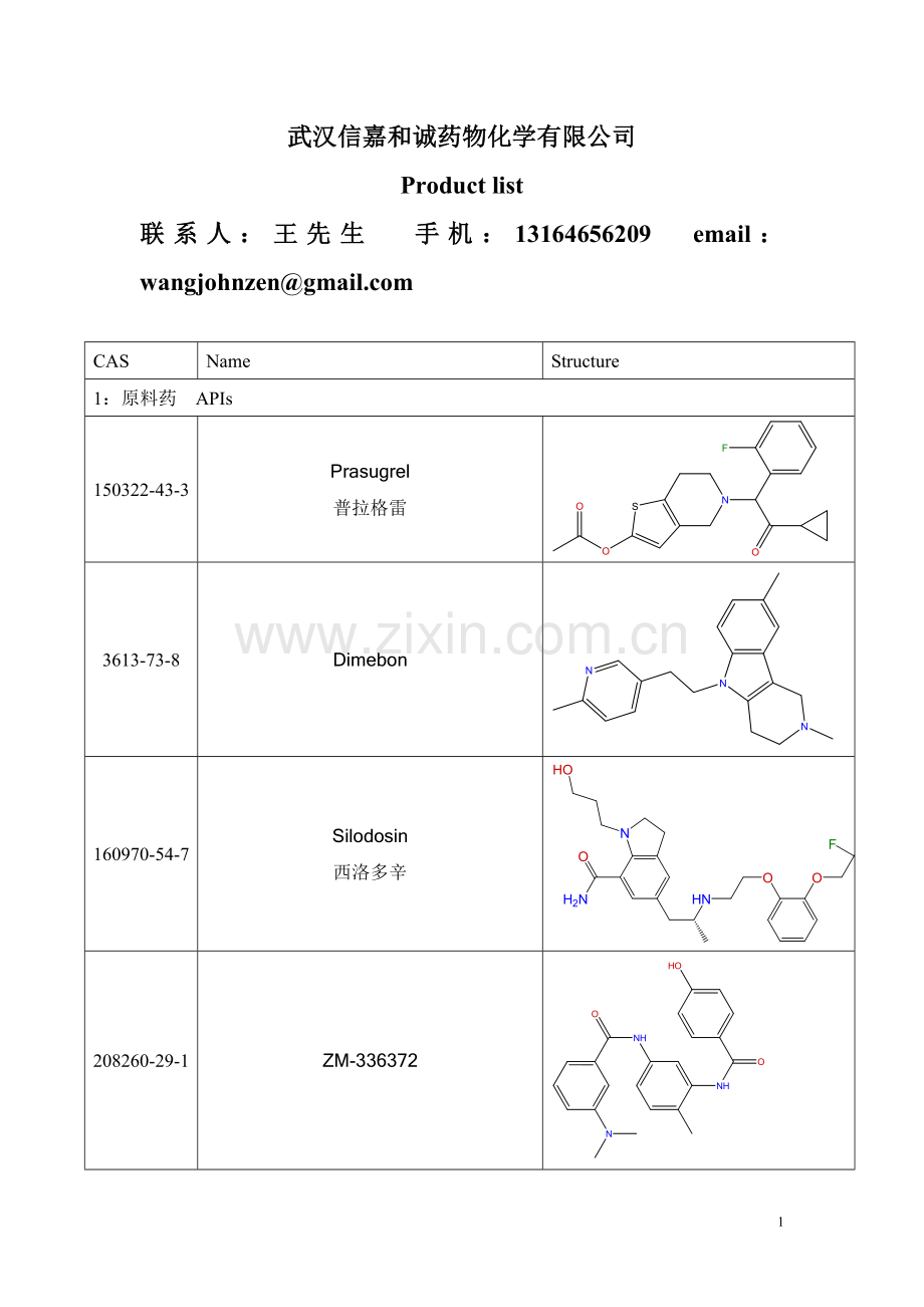 武汉信嘉及诚部分产品列表.doc_第1页