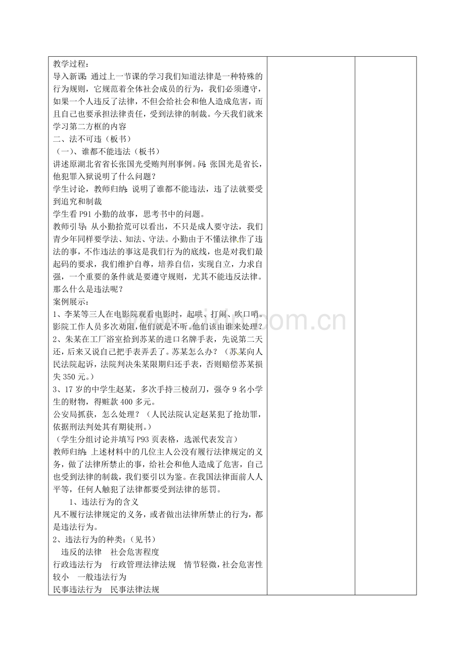 七年级政治下册 7.2 法不可违教案 新人教版-新人教版初中七年级下册政治教案.doc_第2页