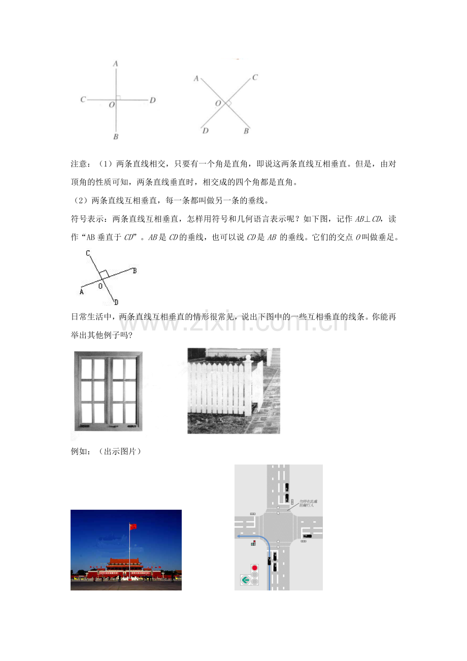 七年级数学上册 6.9 直线的相交 6.9.2 垂线教案 （新版）浙教版-（新版）浙教版初中七年级上册数学教案.doc_第2页