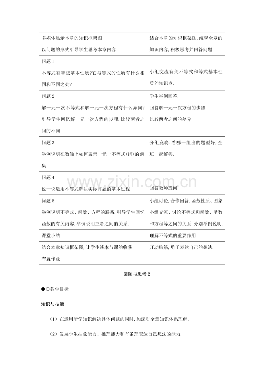 八年级数学下册：第一章一元一次不等式和一元一次不等式组复习教案（北师大版）.doc_第2页