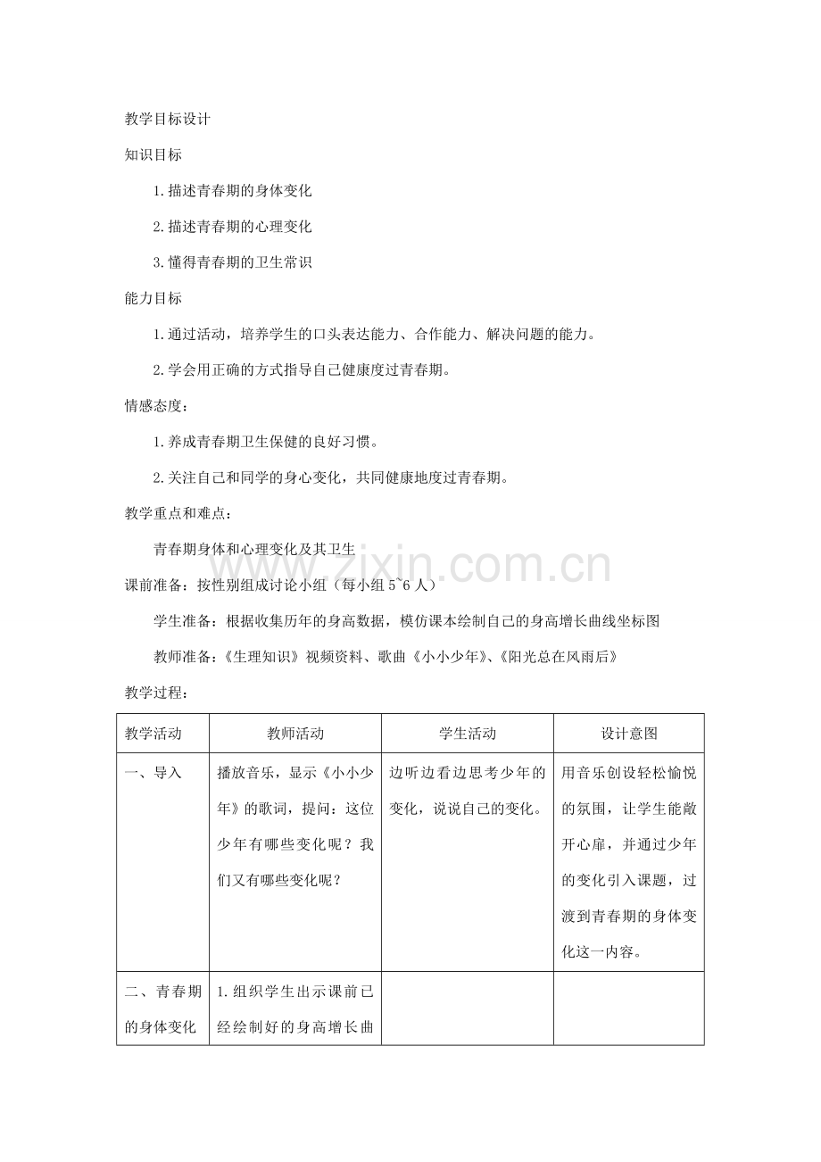 八年级生物上册 4.3.2《青春期发育》教案1 （新版）济南版-（新版）济南版初中八年级上册生物教案.doc_第2页