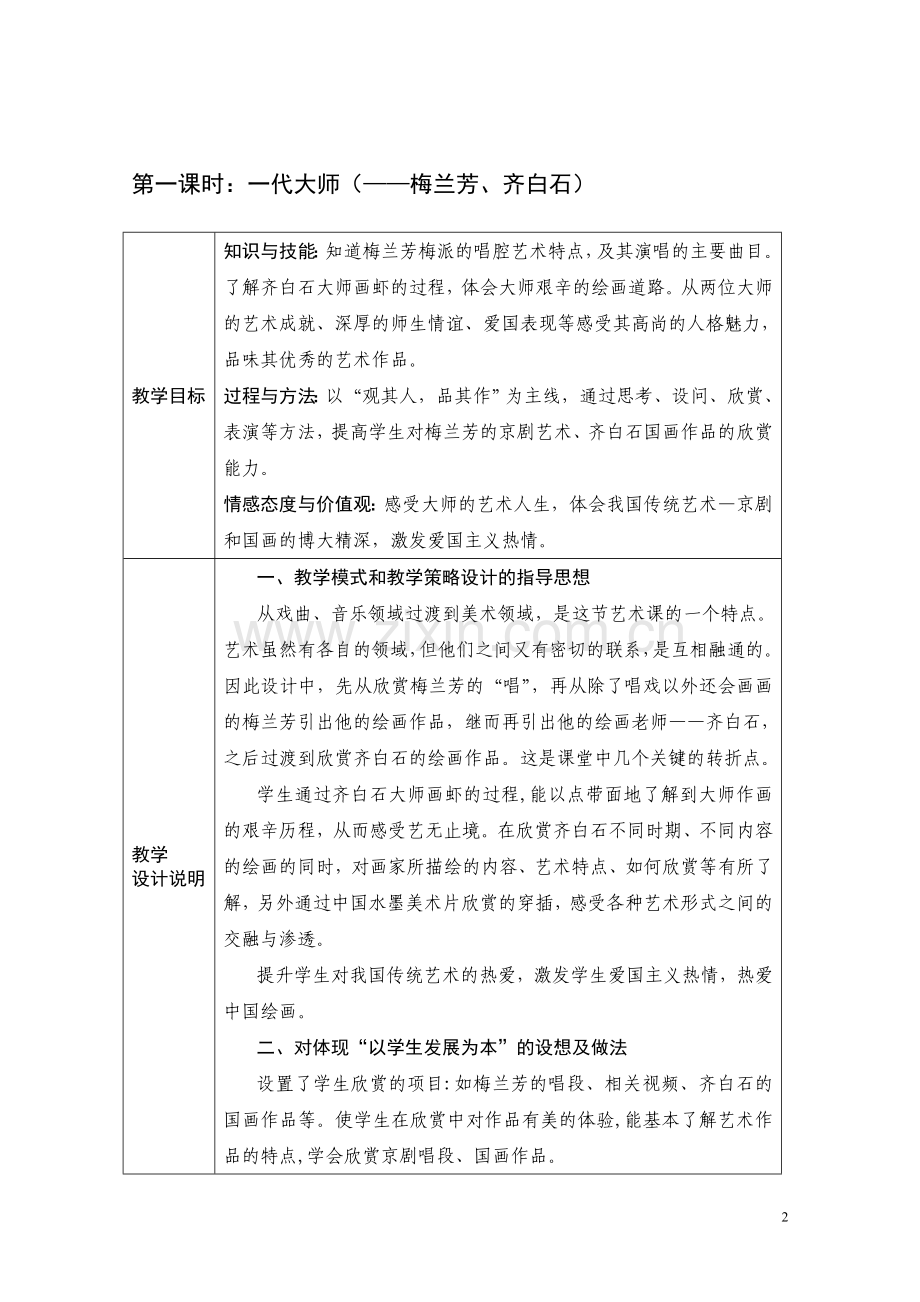 有个性的艺术家单元教学设计.doc_第2页